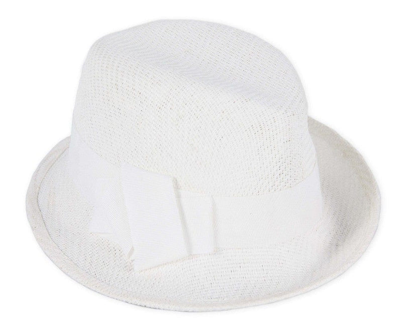 Cupids Millinery Accessories White trilby ladies hat