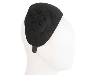 Cupids Millinery Accessories Wide black winter headband with flower