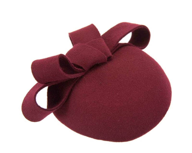 Cupids Millinery Accessories Wine felt winter racing pillbox fascinator