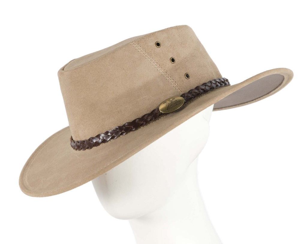Cupids Millinery Women's Hat Beige  Australian Leather Bush Outback Jacaru Hat