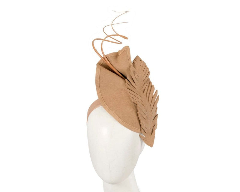 Cupids Millinery Women's Hat Beige Exclusive beige felt winter racing fascinator by Fillies Collection