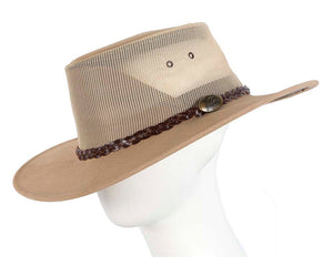Cupids Millinery Women's Hat Beige Sand Australian Suede Leather Cooler Jacaru Hat