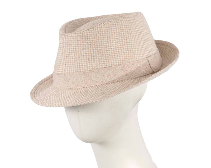 Cupids Millinery Women's Hat Beige Short Brim Fedora Hat