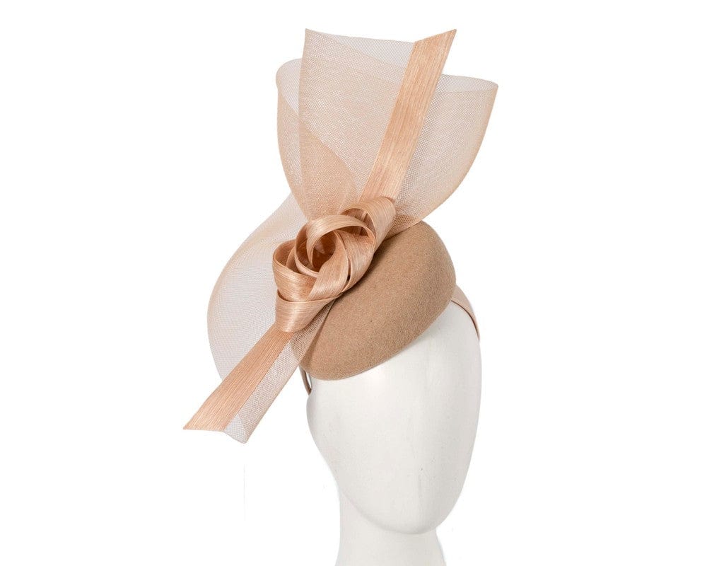 Cupids Millinery Women's Hat Beige Tall beige winter racing fascinator by Fillies Collection