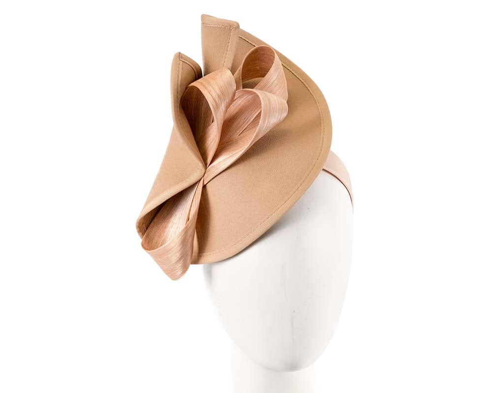 Cupids Millinery Women's Hat Beige Twisted beige felt fascinator by Fillies Collection