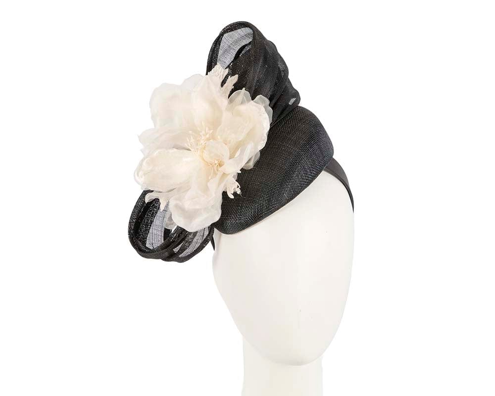 Cupids Millinery Women's Hat Black Astonishing black & cream pillbox racing fascinator by Fillies Collection