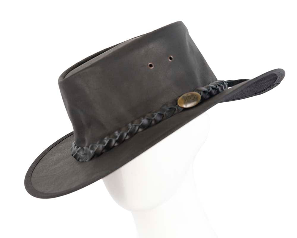Cupids Millinery Women's Hat Black Australian Buffalo Leather Bush Outback Jacaru Hat