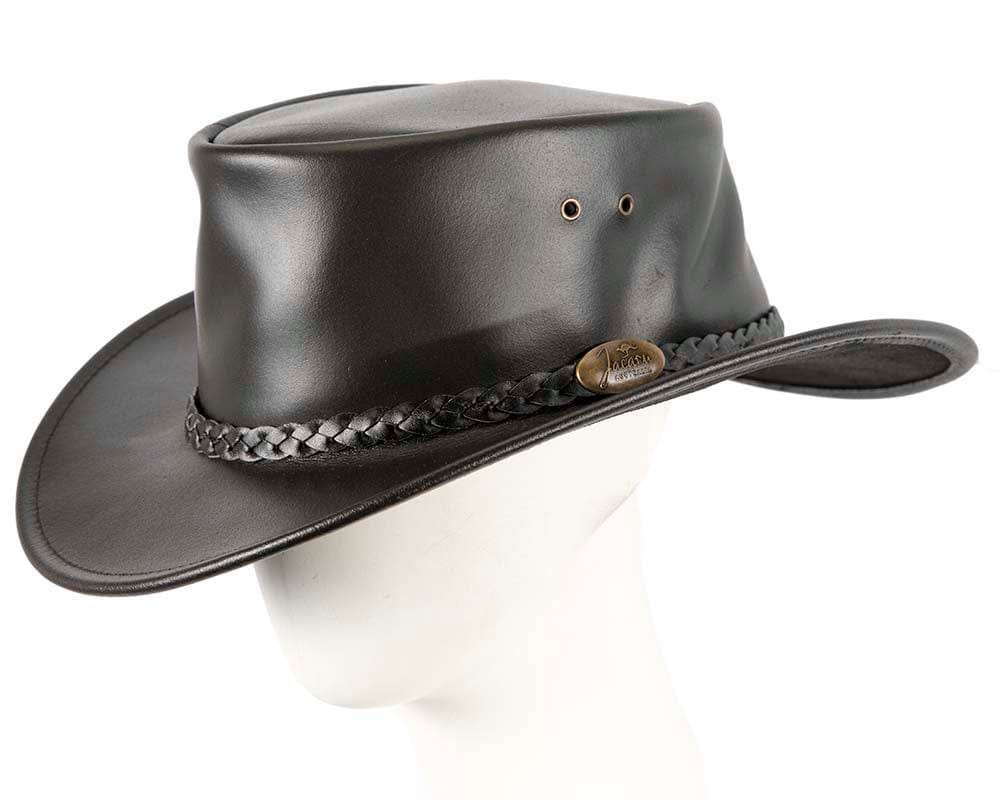 Cupids Millinery Women's Hat Black Australian Waxed Leather Bush Outback Jacaru Hat