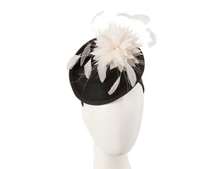 Cupids Millinery Women's Hat Black Bespoke black and cream winter fascinator