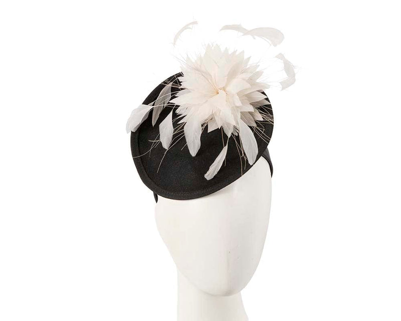 Cupids Millinery Women's Hat Black Bespoke black and cream winter fascinator