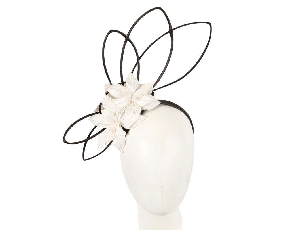 Cupids Millinery Women's Hat Black Bespoke black & cream fascinator by Max Alexander