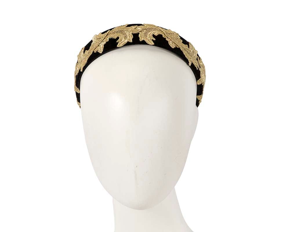 Cupids Millinery Women's Hat Black Bespoke black & gold headband by Cupids Millinery