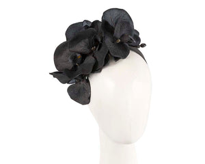 Cupids Millinery Women's Hat Black Bespoke black orchid flower headband by Fillies Collection
