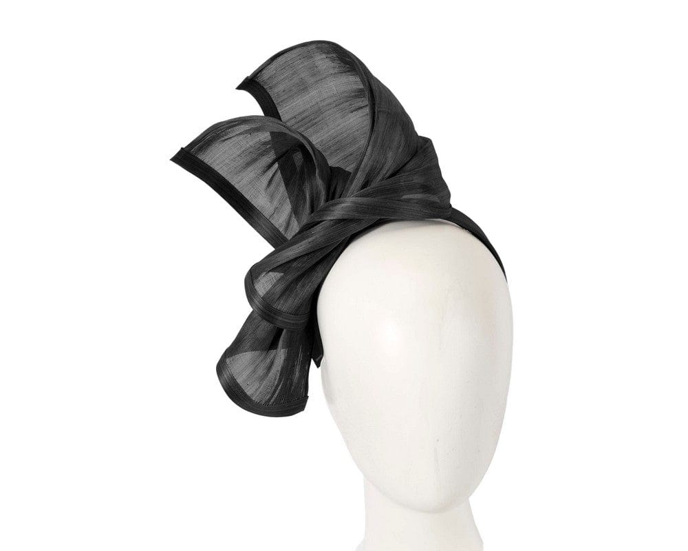 Cupids Millinery Women's Hat Black Bespoke black silk abaca racing fascinator by Fillies Collection