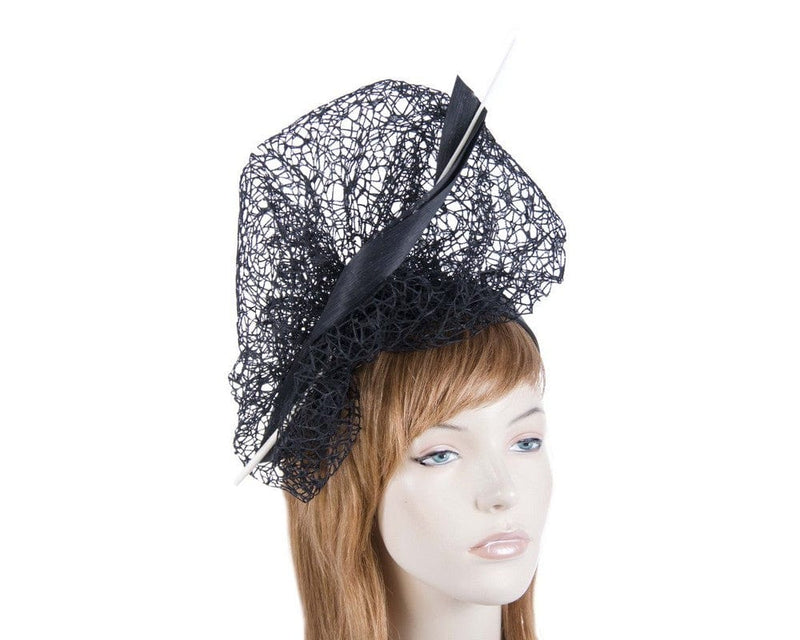 Cupids Millinery Women's Hat Black Bespoke black & white lace fascinator