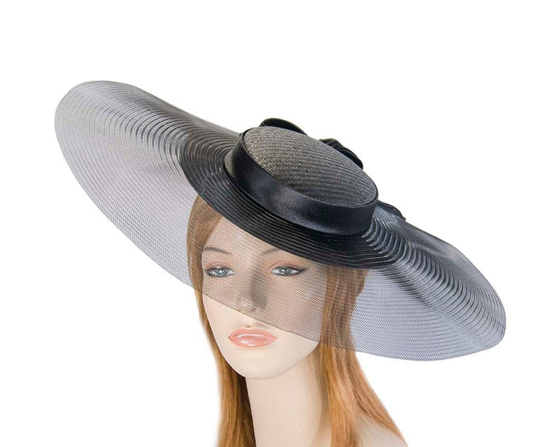 Cupids Millinery Women's Hat Black Bespoke black wide brim boater hat