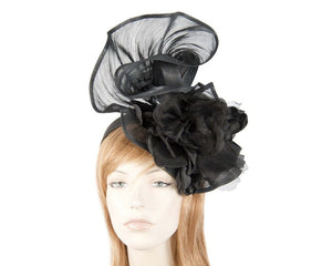 Cupids Millinery Women's Hat Black Bespoke large black fascinator