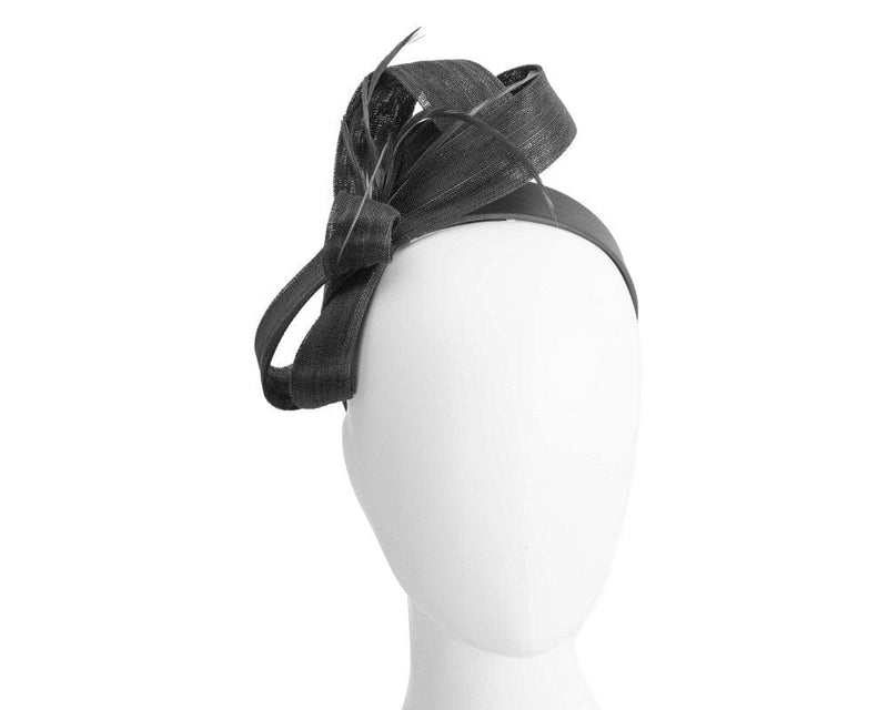 Cupids Millinery Women's Hat Black Black abaca loops and feathers racing fascinator by Fillies Collection