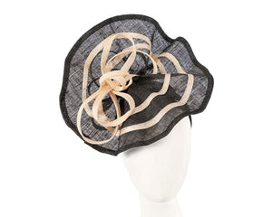 Cupids Millinery Women's Hat Black Black and cream fascinator by Cupids Millinery