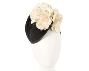 Cupids Millinery Women's Hat Black Black and cream flower fascinator by Fillies Collection