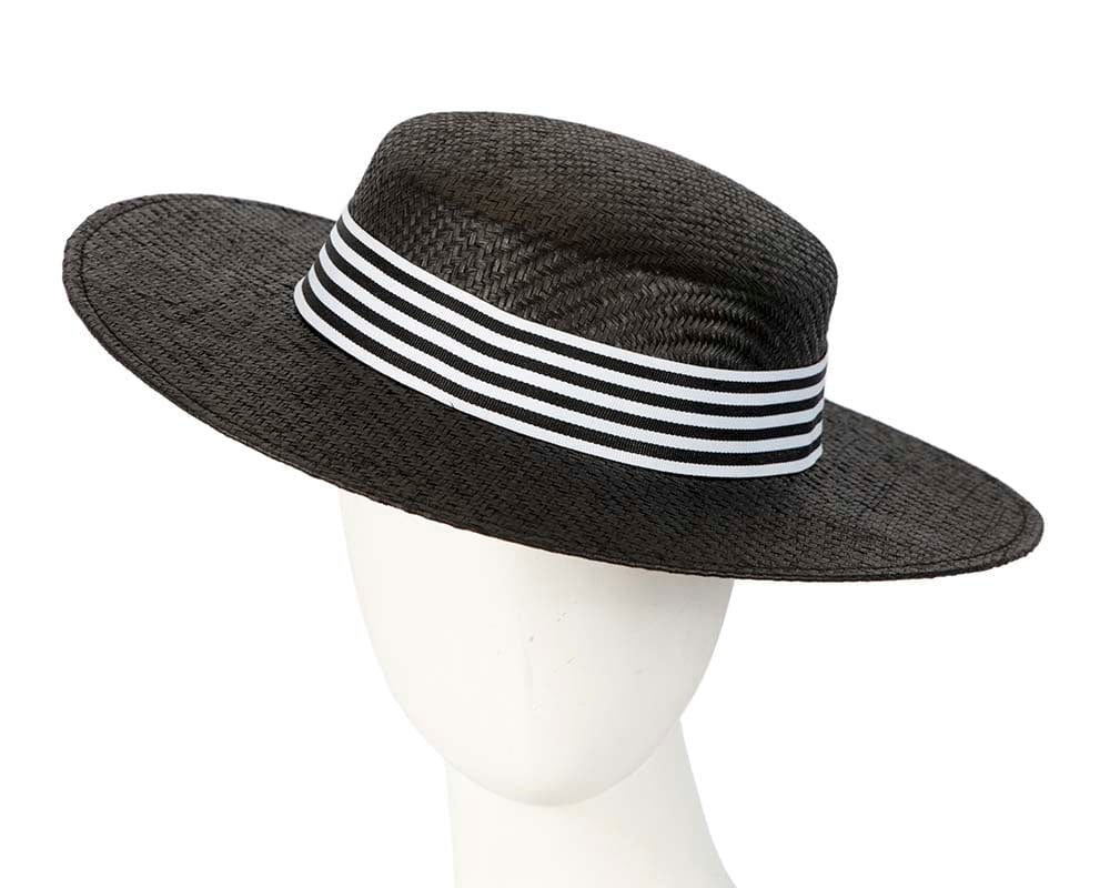 Cupids Millinery Women's Hat Black/Black Black and White boater hat by Max Alexander