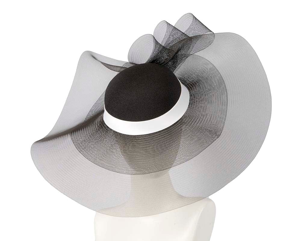 Cupids Millinery Women's Hat Black/Black Black & white large brim custom made ladies hat