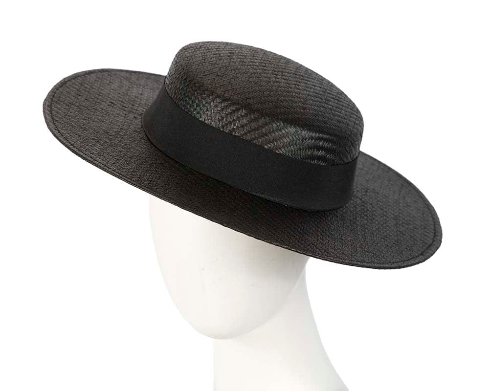 Cupids Millinery Women's Hat Black Black boater hat by Max Alexander