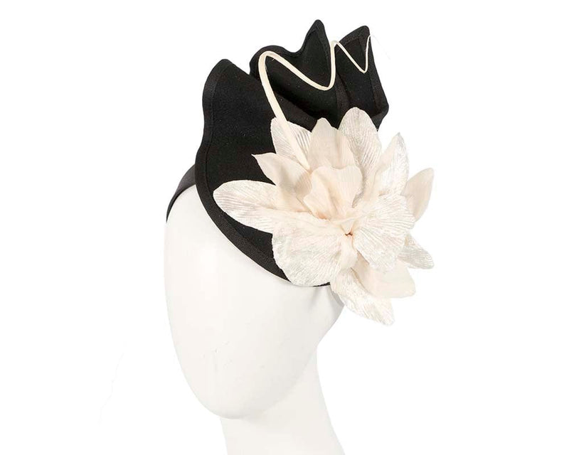 Cupids Millinery Women's Hat Black Black cream autumn winter felt fascinator by Fillies Collection