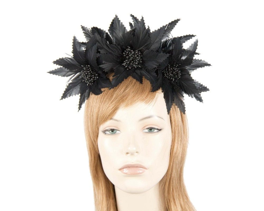 Cupids Millinery Women's Hat Black Black crown feather fascinator