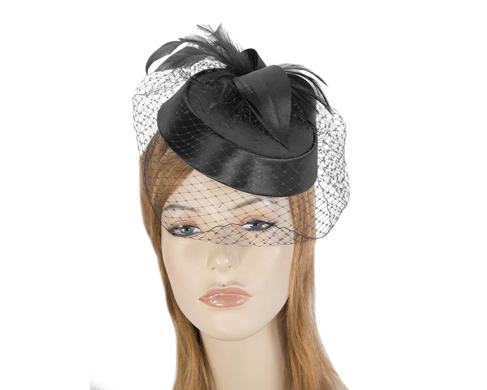 Cupids Millinery Women's Hat Black Black custom made cocktail pillbox hat