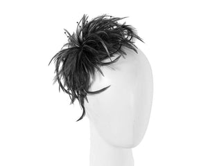 Cupids Millinery Women's Hat Black Black custom made feather fascinator comb