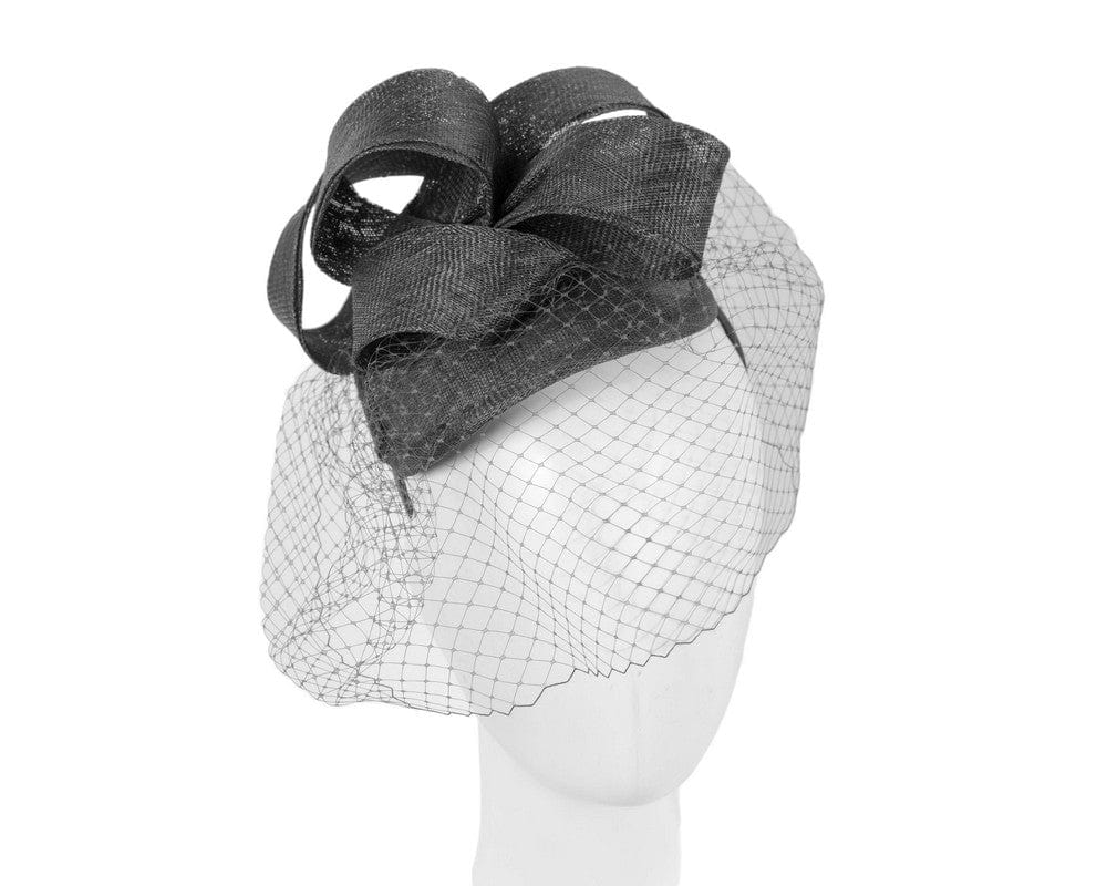 Cupids Millinery Women's Hat Black Black fascinator with face veil by Max Alexander