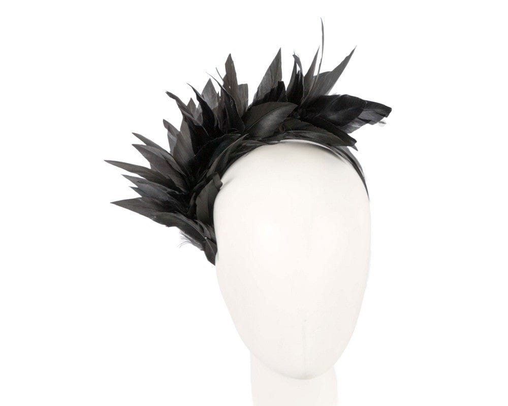 Cupids Millinery Women's Hat Black Black feather fascinator headband by Max Alexander