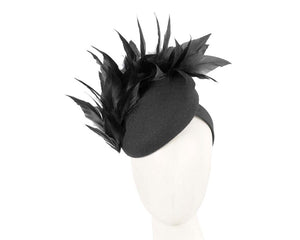 Cupids Millinery Women's Hat Black Black feather winter facing fascinator