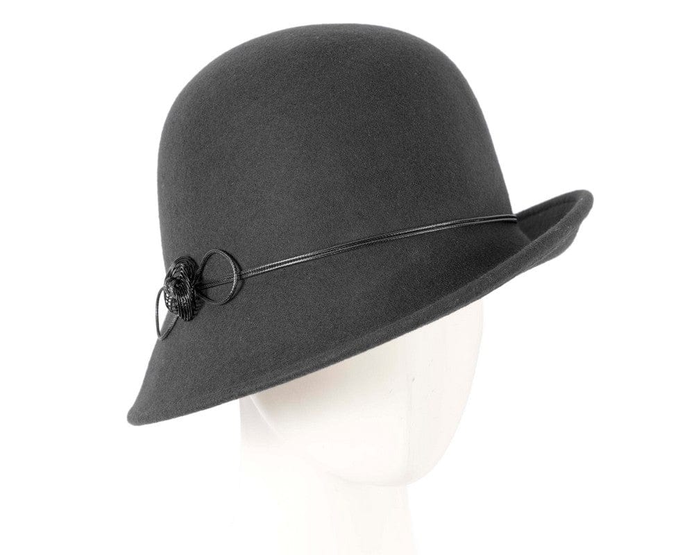 Cupids Millinery Women's Hat Black Black felt cloche hat by Max Alexander