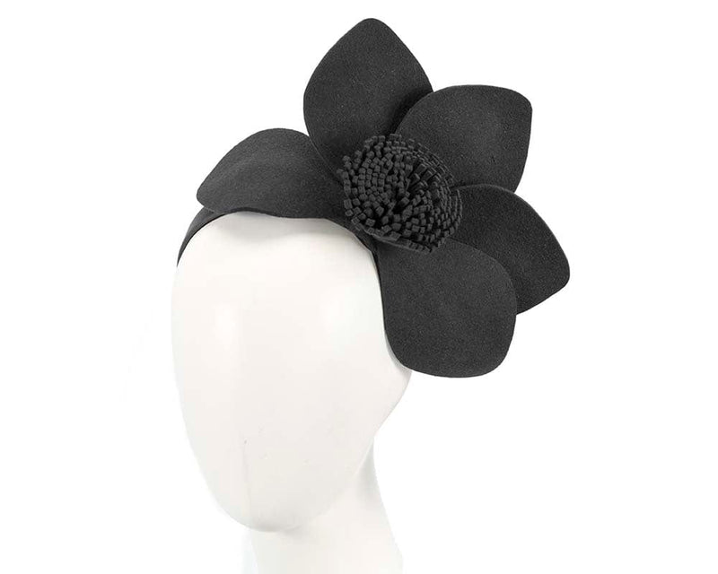 Cupids Millinery Women's Hat Black Black felt flower fascinator