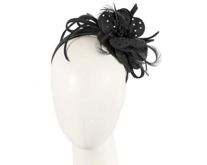 Cupids Millinery Women's Hat Black Black felt flower winter fascinator