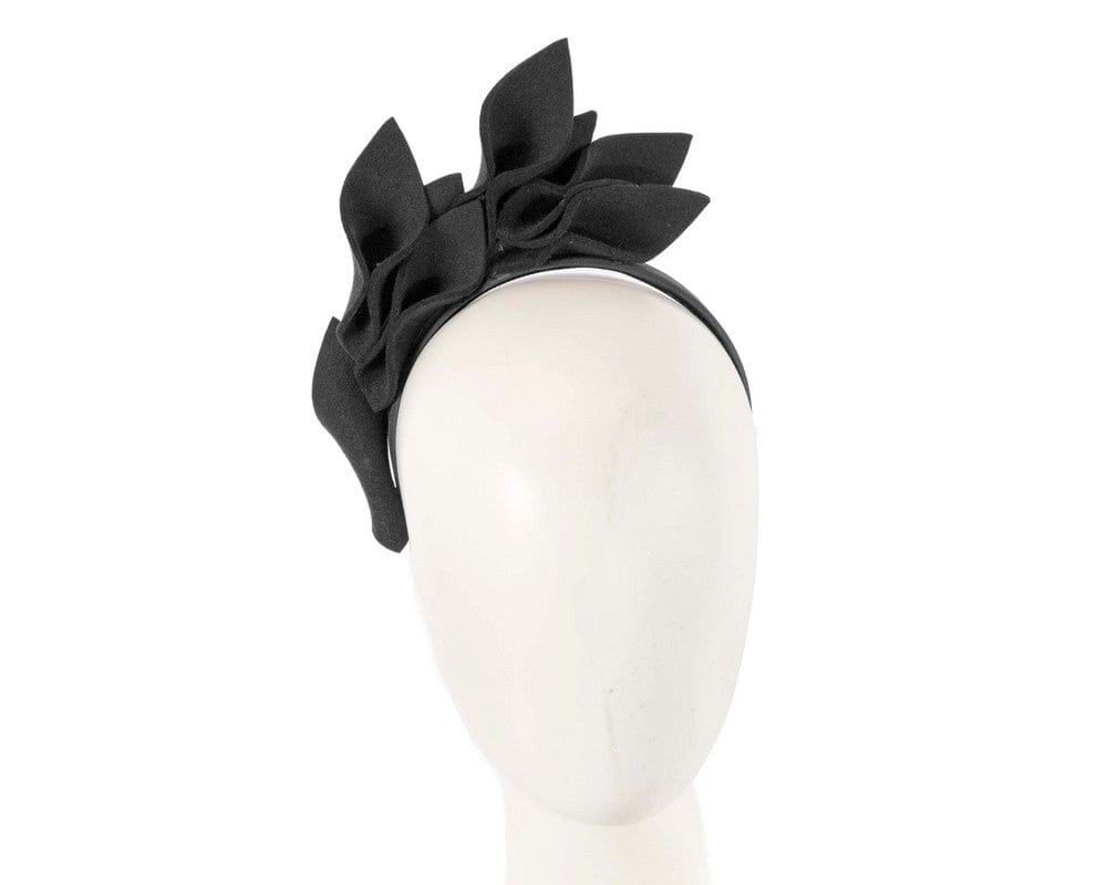 Cupids Millinery Women's Hat Black Black felt flowers winter racing fascinator by Max Alexander