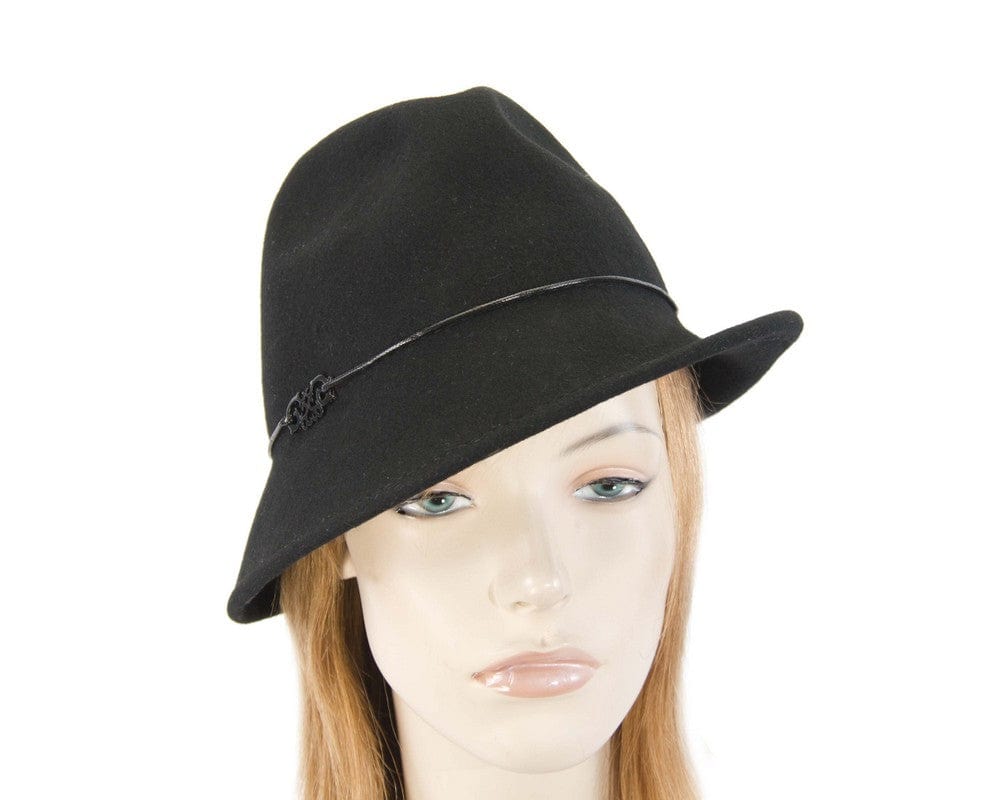 Cupids Millinery Women's Hat Black Black felt ladeis winter fedora hat