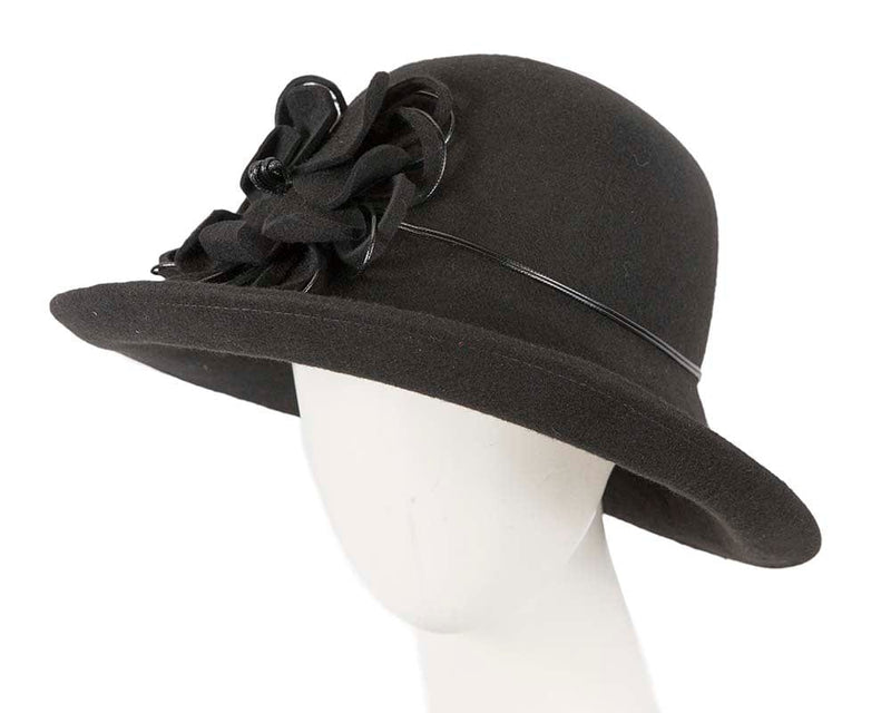 Cupids Millinery Women's Hat Black Black felt ladies fashion hat by Max Alexander