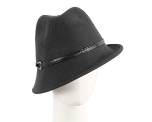 Cupids Millinery Women's Hat Black Black felt trilby hat by Max Alexander