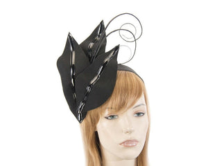 Cupids Millinery Women's Hat Black Black felt winter fascinator