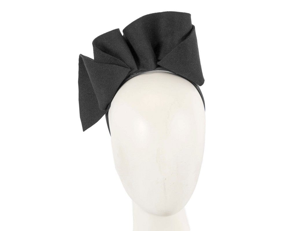 Cupids Millinery Women's Hat Black Black felt winter racing fascinator by Max Alexander