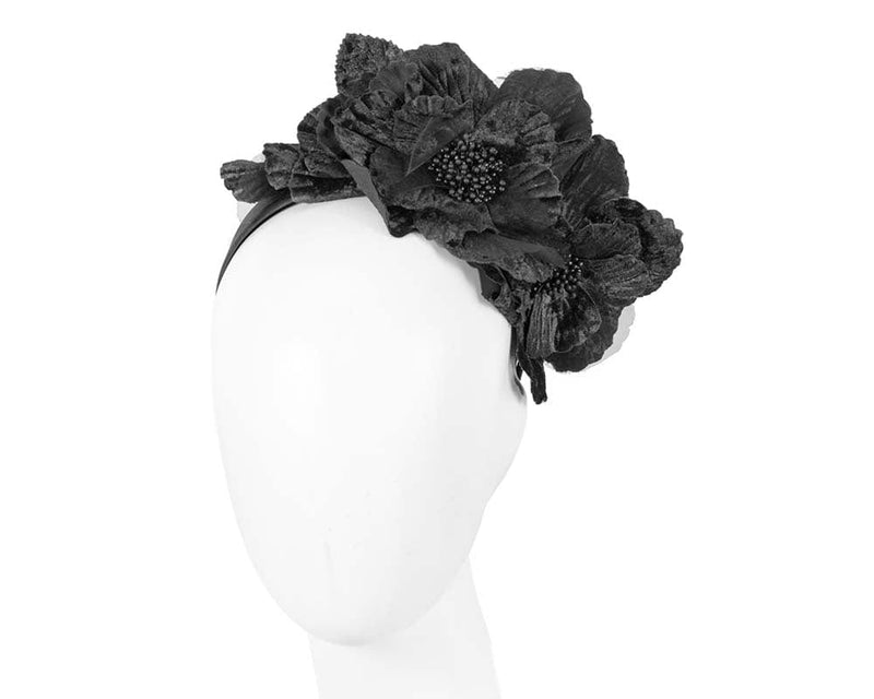 Cupids Millinery Women's Hat Black Black Flower Fascinator Headband