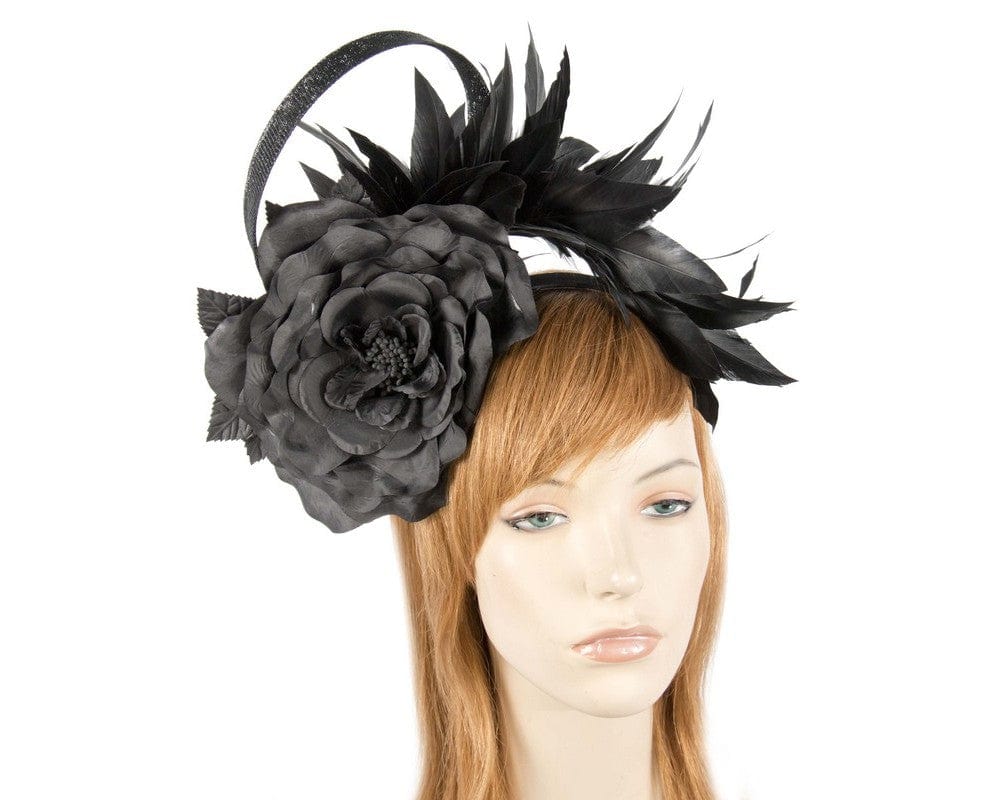 Cupids Millinery Women's Hat Black Black flower & feathers fascinator