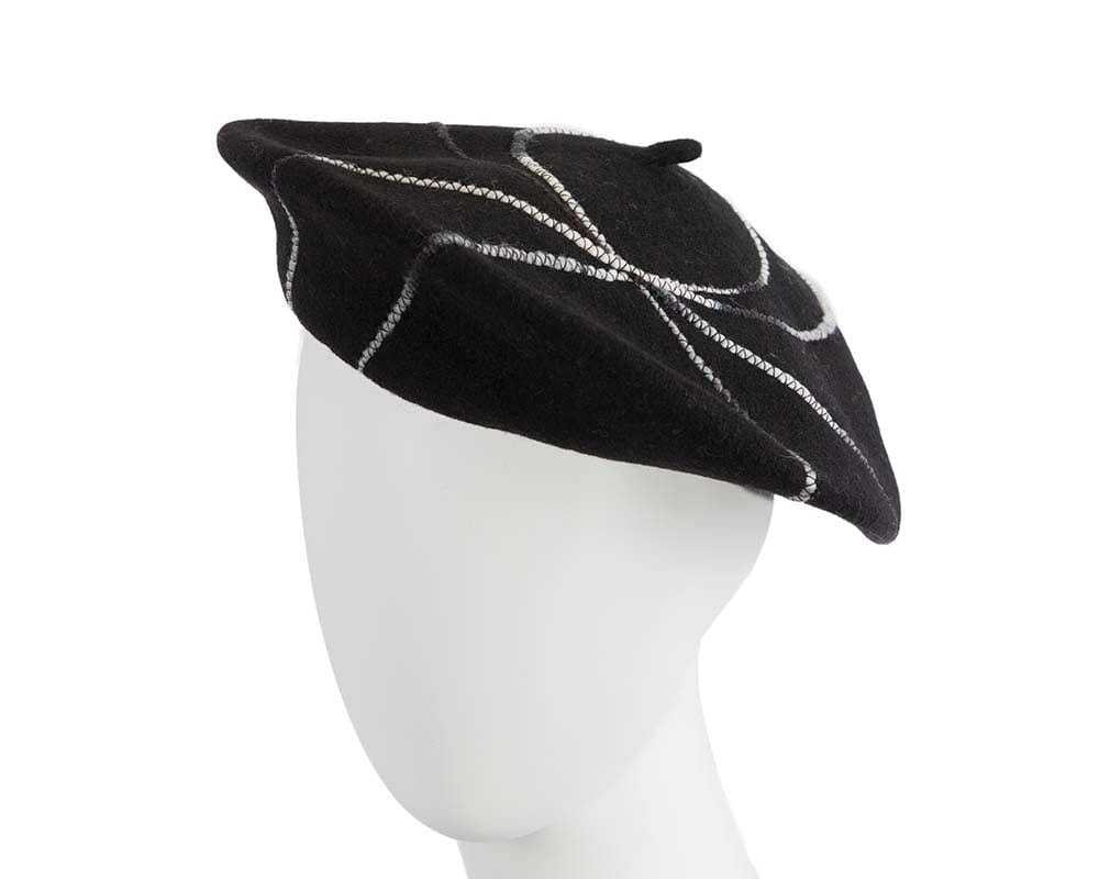 Cupids Millinery Women's Hat Black Black french beret with spirals by Max Alexander