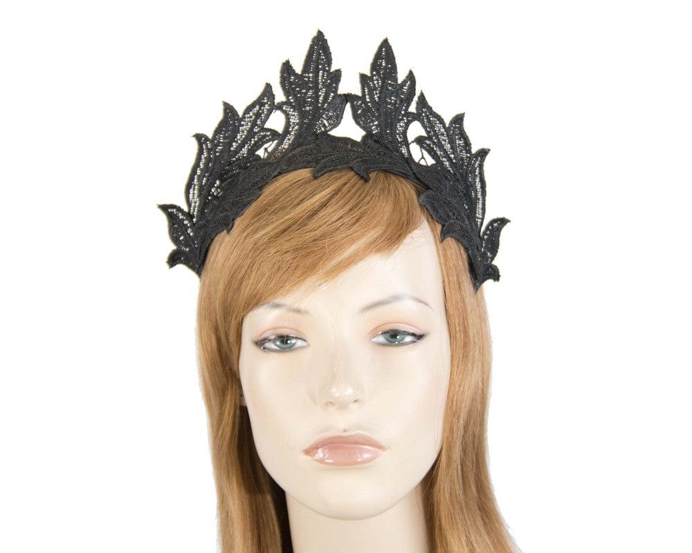 Cupids Millinery Women's Hat Black Black lace crown fascinator headband by Max Alexander