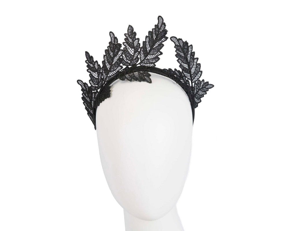 Cupids Millinery Women's Hat Black Black lace crown racing fascinator by Max Alexander