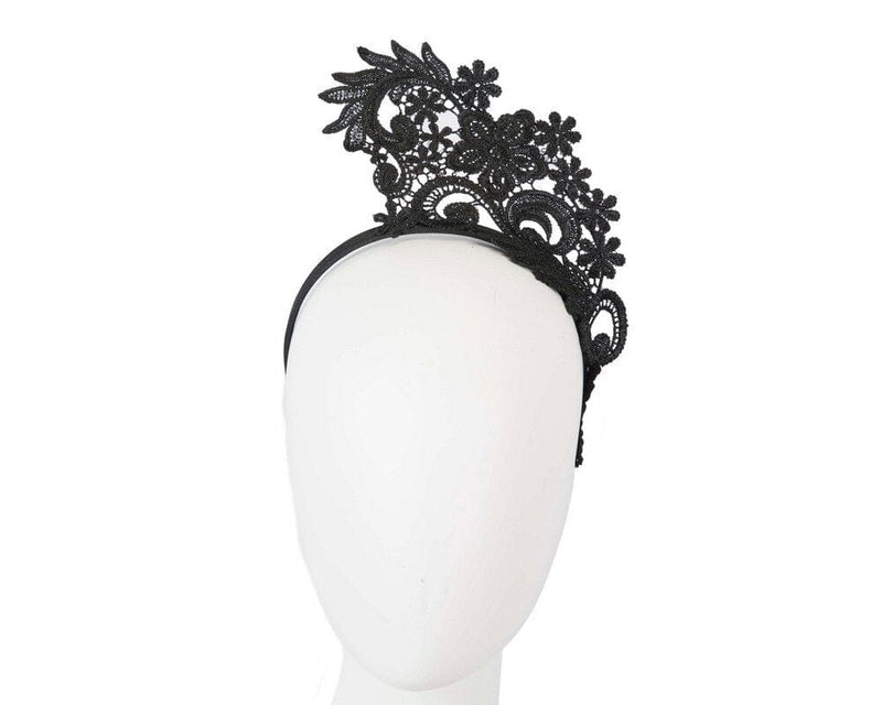 Cupids Millinery Women's Hat Black Black lace crown racing fascinator by Max Alexander