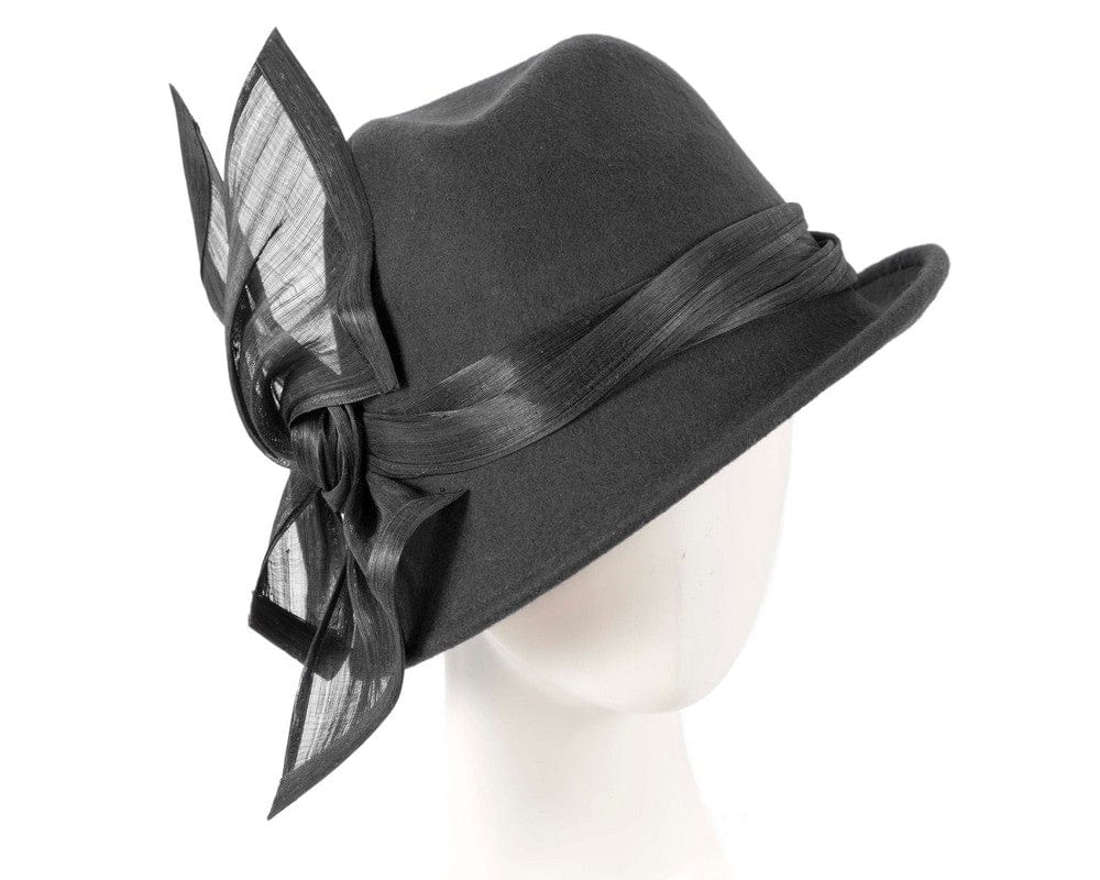 Cupids Millinery Women's Hat Black Black ladies winter fashion felt fedora hat by Fillies Collection